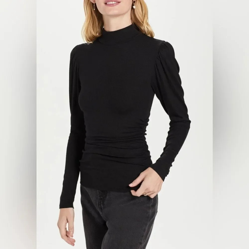 NEW Goldie Lewinter - Women - Black Ribbed Victorian Top